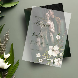 Elegant Watercolor Floral Wedding Vellum Invitations