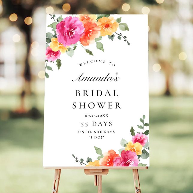 Elegant Watercolor Floral WELCOME Bridal Shower Poster (Creator Uploaded)