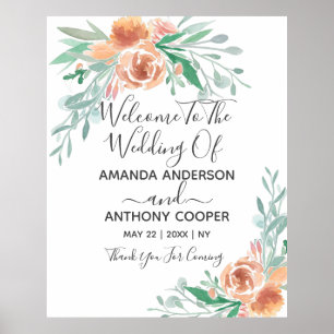 elegant watercolor floral welcome poster