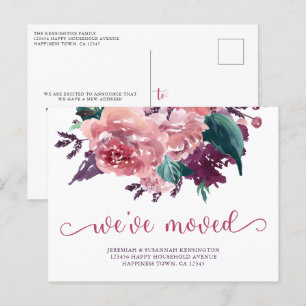 Elegant Watercolor Floral We've Moved New Address Announcement Postcard