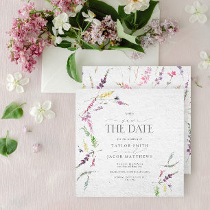 Elegant Watercolor Floral Wildflower Save the Date Invitation
