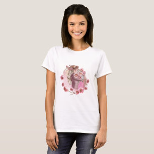 Elegant Watercolor Floral Woman Design T-Shirt