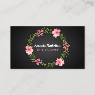 Elegant Watercolor Floral Wreath Business Card