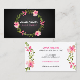 Elegant Watercolor Floral Wreath Business Card