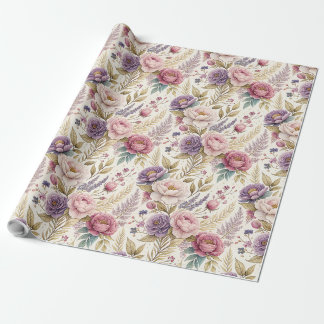 Elegant Watercolor Florals Seamless Pattern for Ro Wrapping Paper