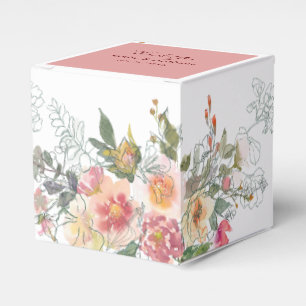 Elegant Watercolor Florals Wedding Favour Box