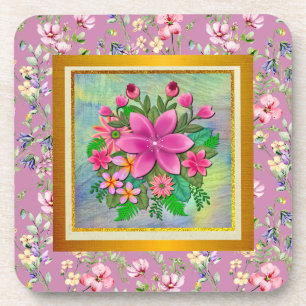 Elegant Watercolor Flower Botanical Spring Bouquet Coaster