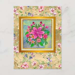Elegant Watercolor Flower Botanical Spring Bouquet Postcard