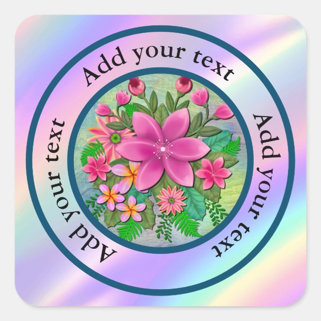 Elegant Watercolor Flower Botanical Spring Bouquet Square Sticker (Front)