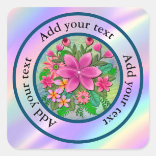 Elegant Watercolor Flower Botanical Spring Bouquet Square Sticker