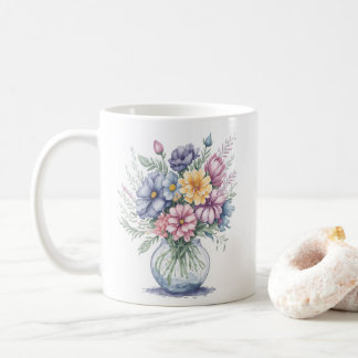 Elegant Watercolor Flower Bouquet Wildflowers Art Coffee Mug