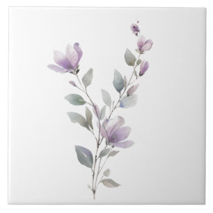 Elegant watercolor flower painting tile