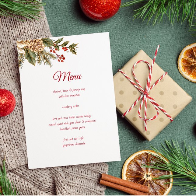 Elegant Watercolor Flower Pines Menu (Creator Uploaded)