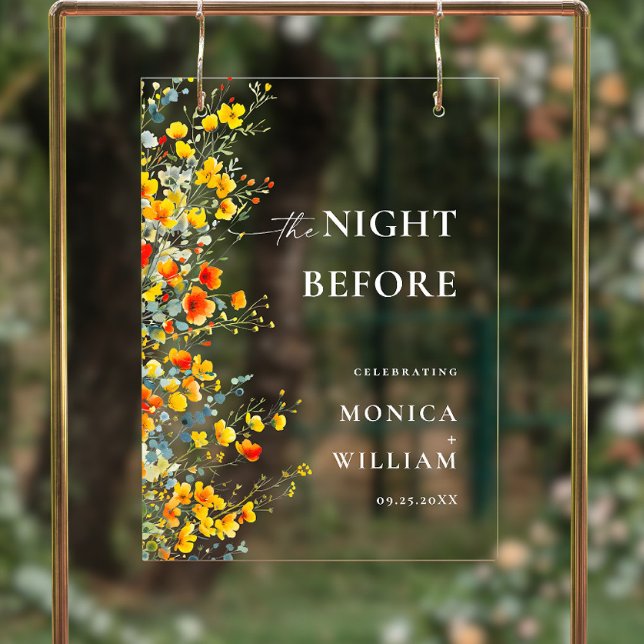 Elegant Watercolor Flower WELCOME Rehearsal Dinner Acrylic Sign (Creator Uploaded)