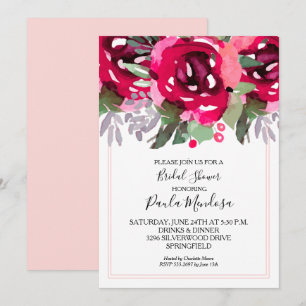 Elegant Watercolor Flowers Bridal Shower Invitation