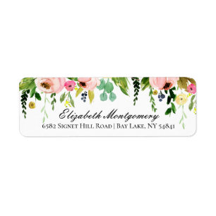 Elegant Watercolor Flowers Return Address Label