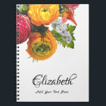 Elegant Watercolor Flowers Roses Floral Template Notebook<br><div class="desc">Elegant Watercolor Flowers Roses Floral Template Modern Notebook.</div>