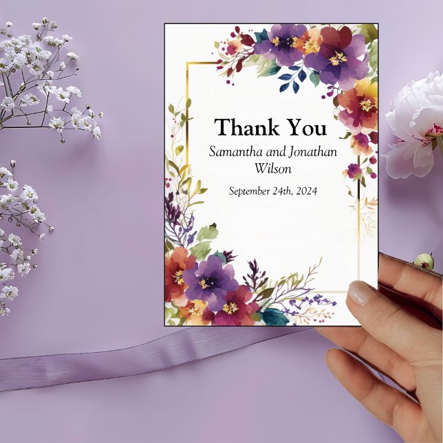 Elegant Watercolor Flowers Thank You Card (Creator Uploaded)