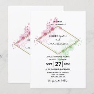 Elegant Watercolor Flowers Wedding Invitations
