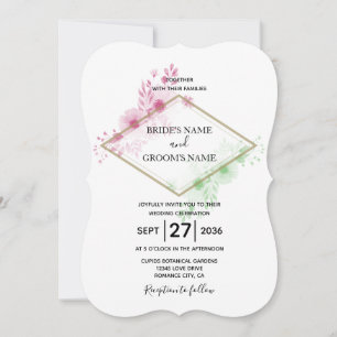 Elegant Watercolor Flowers Wedding Invitations