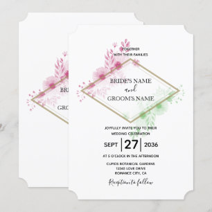 Elegant Watercolor Flowers Wedding Invitations