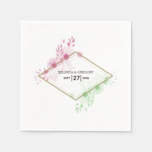 Elegant Watercolor Flowers Wedding   Napkin