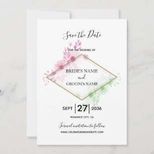 Elegant Watercolor Flowers Wedding Save The Date