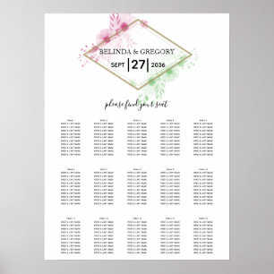 Elegant Watercolor Flowers Wedding Seating Chart