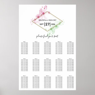 Elegant Watercolor Flowers Wedding Seating Chart