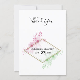 Elegant Watercolor Flowers Wedding Thank You Card