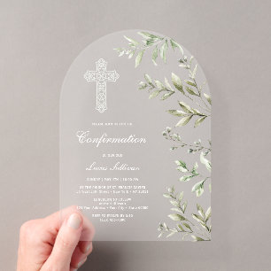 Elegant Watercolor Foliage Arch Confirmation Acrylic Invitations