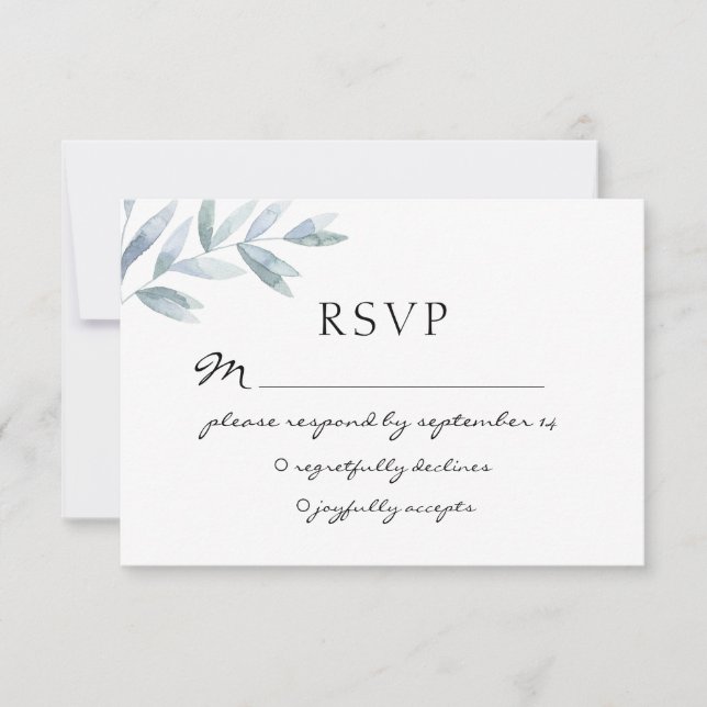 Elegant watercolor foliage botanical wedding RSVP (Front)