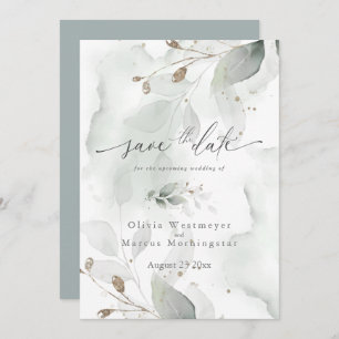Elegant Watercolor Foliage Save the Date Invitati Invitation
