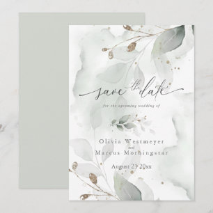 Elegant Watercolor Foliage Save the Date Invitation