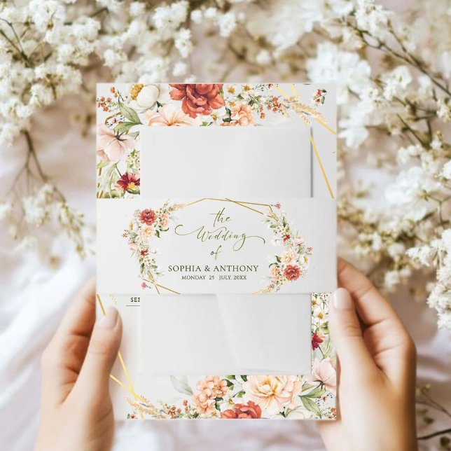 Elegant Watercolor Foliage Wedding   Invitation Belly Band (Creator Uploaded)