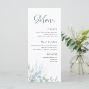 Elegant Watercolor Foliage Wedding  Menu