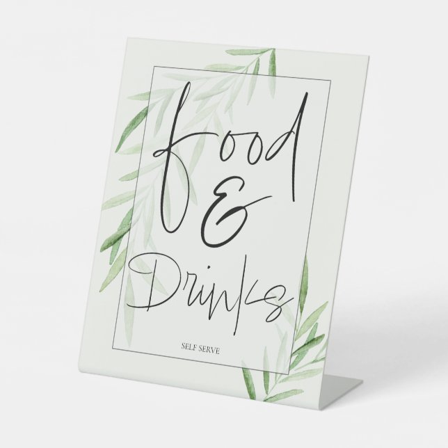 Elegant Watercolor Food And Drinks Event Sign (Front)