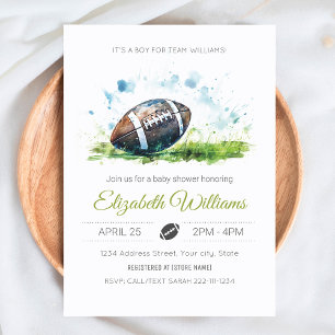Elegant Watercolor Football Baby Shower Invitation