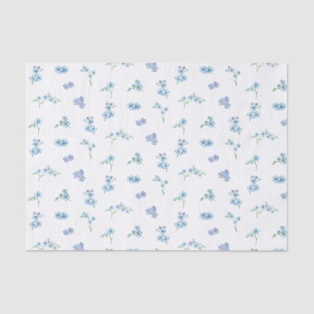 Elegant Watercolor Forget Me Not Flowers Tissue Paper (Front)