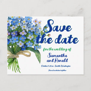 Elegant Watercolor Forget-me-not Wedding Announcement Postcard
