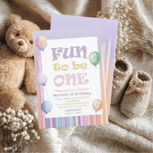 Elegant Watercolor Fun to be One 1st Birthday G Invitation