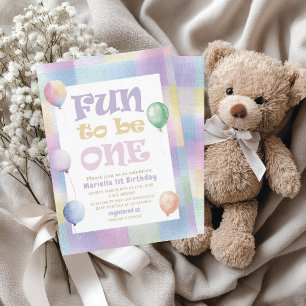 Elegant Watercolor Fun to be One 1st Birthday G Invitation