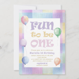Elegant Watercolor Fun to be One 1st Birthday G Invitation
