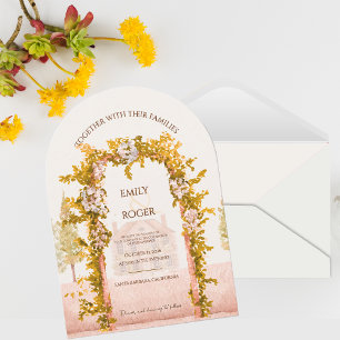 Elegant Watercolor Garden Arch Countryside Wedding Invitation