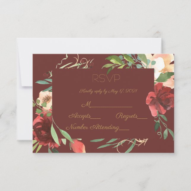 Elegant Watercolor Garden Border RSVP Card (Front)