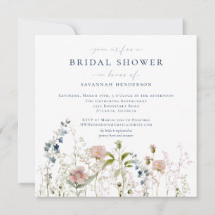 Elegant Watercolor Garden Flowers Bridal Shower Invitation
