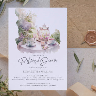Elegant watercolor Garden Rehearsal Dinner Invitation