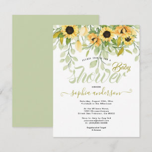 Elegant Watercolor Garden Sunflowers Baby shower Invitation