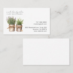 Elegant Watercolor Gardener Plants Business Card