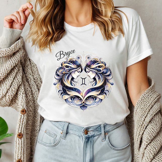 Elegant Watercolor Gemini Zodiac Custom  T-Shirt (Creator Uploaded)